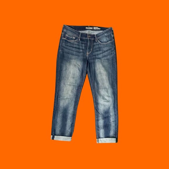 Levi's Denim - Levis Womens Mid-Rise Skinny Jeans W28 Size 6 Dark Wash Denim Rolled Cuffs